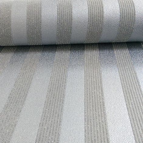 Silver Black Stripe Wallpaper Stripey Striped Glitter Sparkle Embossed Feature (1/4)