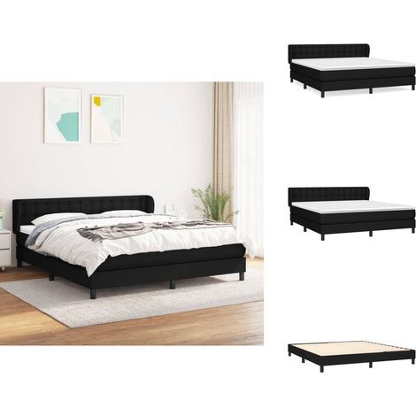 Boxspringbett mit Matratze Schwarz 160x200 cm Stoff - Boxspringbett - Doppelbett - Schlafsystem - Bettrahmen - Matratze (1/5)