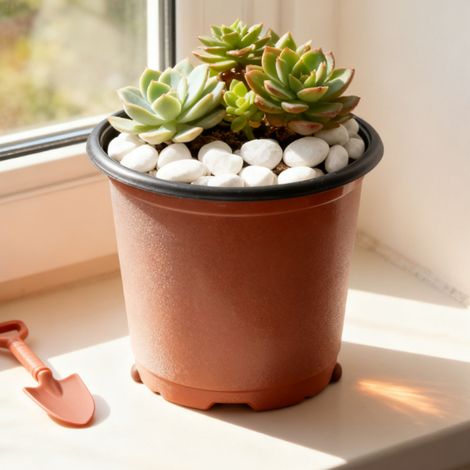 Pot de pépinière de plantes en plastique épaissi, pot de semis de 2 couleurs, conteneur de plantes à fleurs pour jardin et balcon, calibre 90 mm / 3,5 pouces, 3 pièces