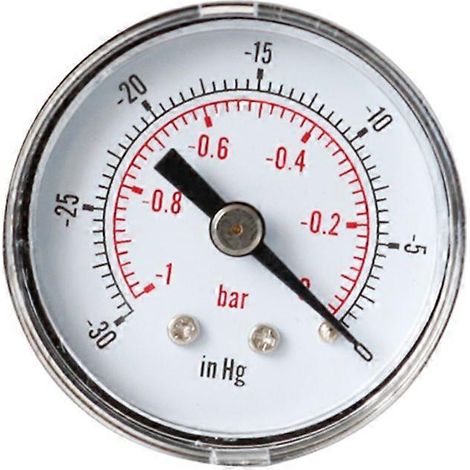Manomètre à vide pour fioul ou eau, 40 mm, 0/30 Hg et 0/-1 bar, filetage BSPT 1/8" (arrière) (1/5)