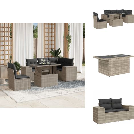 Salon de jardin 6 pcs avec coussins gris clair résine tressée - Ensemble De Canapés De Jardin - Ensembles De Canapés De Jardin - Ensemble De Canapés D'extérieur - Ensemble De Canapés De Patio (1/5)