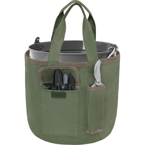 Sac seau à outils de jardin(sac uniquement), sac fourre-tout de jardinage vert avec poches, sac fourre-tout pour outils de jardin en tissu Oxford imperméable pour femmes hommes jardiniers (1/5)
