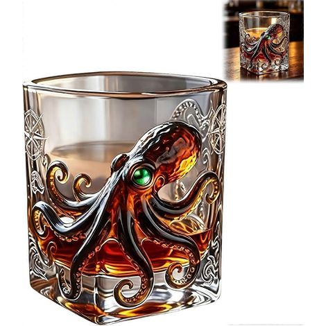 Verre « Libérez le Kraken » - Verre à rhum pieuvre, Verre à whisky/vin sur le thème des pirates, Verres décoratifs sur le thème de la mer pour toute la famille (1/5)