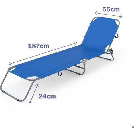 Chaise longue - MARBUENO - Set di 2 - Plastica resistente - Blu scuro - Capacità 150 kg