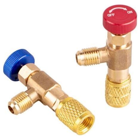 PA 2er-Set Kältemittel-Sicherheitsventil R410 R22, Klimaanlagen-Durchflussventil, für R22/R410-Armaturenadapter (1/4)