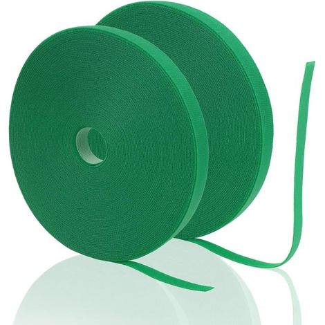 2 PCS - Attache Plante - Lien Jardin - Bande Auto-Agrippante Réutilisable - Soutien Tomates Et Tuteurs - Vert Gazon - 15m x 10mm