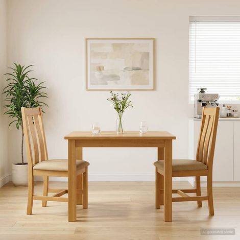 vidaXL Chaise de salle à manger 2 pcs Bois de chêne massif Beige (1/5)