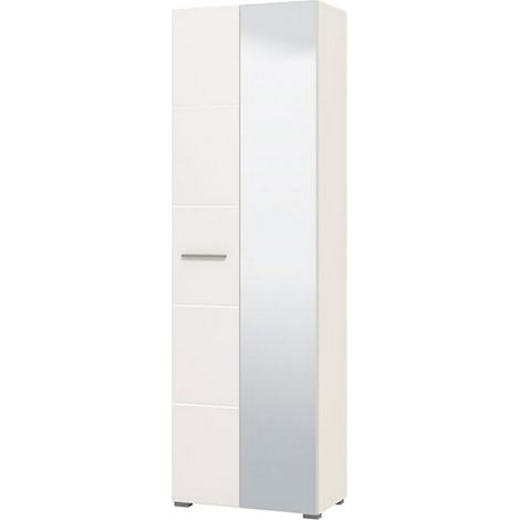 Guardaroba 2 Ante Griante, Armadio Camera da Letto Appendiabiti, 4 Ripiani, 5 Vani, 60x192.5h cm Bianco