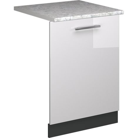 Panel frontal del lavavajillas Fame-Line, Blanco alto brillo, 60 cm , ET Mármol, Vicco (1/5)