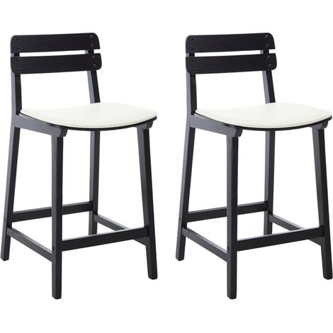 Wahson Office Chairs – Tabourets de bar scandinaves lot de 2 – Chaise haute rétro en bois massif et cuir PU – Dossier ergonomique – Hauteur 94 cm (1/5)