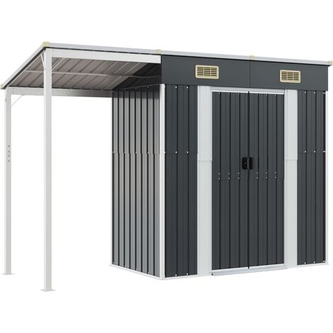 Casetta da giardino Casetta per cabine Casetta per riporre gli oggetti Casetta per esterni Robusta casetta per attrezzi con tetto esteso 277 x 110,5 x 181 cm Antracite 020022217