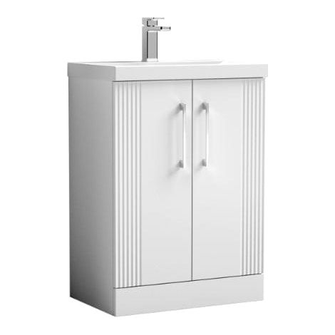 Nuie Deco Satin White 600mm 2 Door Vanity Unit and Thin Edge Ceramic Basin - DPF125D (1/5)