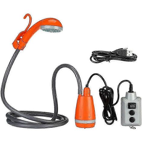 Pompe de douche portable rechargeable pour l'extérieur, idéale pour la randonnée, les voyages, la plage et les pique-niques (bleu). (1/5)