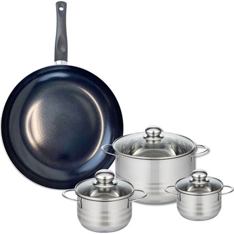 Ensemble de 1 Poêle de cuisson 32 cm et 3 faitouts 12, 14 et 20 cm Elo Prima Brillant (1/5)