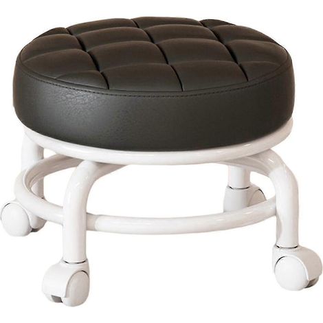 Tabouret roulant pivotant à 360° - Tabouret d'intérieur mobile et silencieux avec roulettes pivotantes universelles - Noir (1/5)