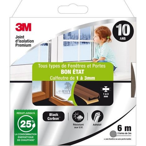 3M Joint Porte/Fenêtre Universel Bon Etat Premium 1 à 3 mm x 6m Marron