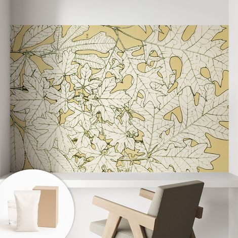 Tapete Vliestapete mit Kleber - trendige Wanddeko - elegant Fototapete für Wohnzimmer - Schlafzimmer Baumblätter 104x70 cm (1/5)