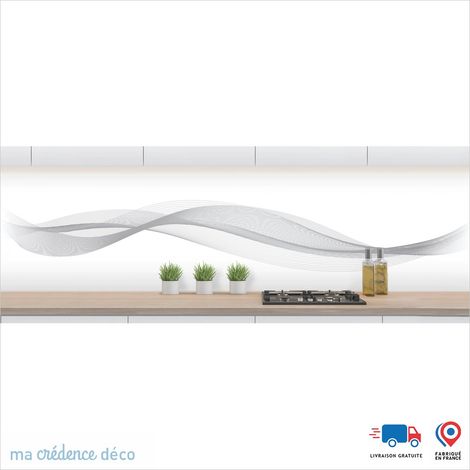 Crédence : Courbes 2 - Couleur Gris platine - Alu composite - 60 - 120 (1/3)