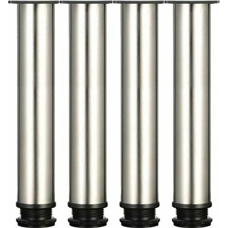 4 patas ajustables de 300 mm de altura para gabinetes, mesas y muebles, de acero inoxidable cepillado, con altura ajustable de 0 a 15 mm y tornillos de acero inoxidable. (1/5)
