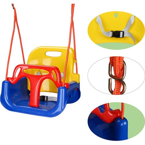 Randaco Kinderschaukel 3 in 1 Babyschaukel Gartenschaukel 42x33x38cm Höhenverstellbar Indoor/Outdoor mit Rückenlehne und Sicherheitsgurt (1/4)