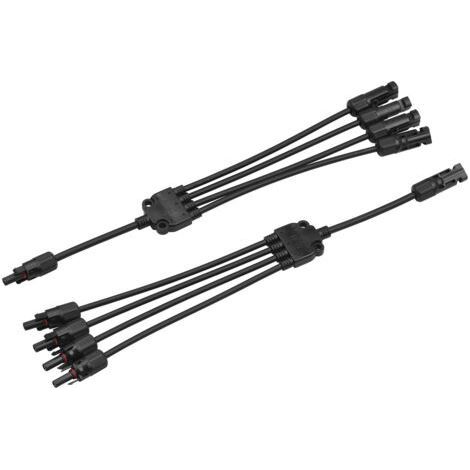 FENOPLASTICAConnecteurs solaires en Y, adaptateur de câble parallèle, connecteur de câble solaire à 4 voies, autobloquant, étanche IP67, connecteur d'extension mâle/femelle pour panneau PV, calibre 12 (1/5)