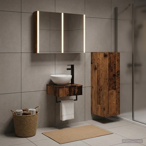 vidaXL Bathroom Cabinet Set 4 pcs Old Wood Engineered Wood (1/5)