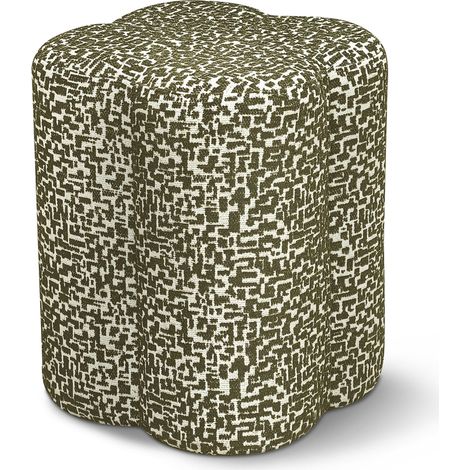 Pouf en tissu texturé à motif kaki LUCKY (1/5)