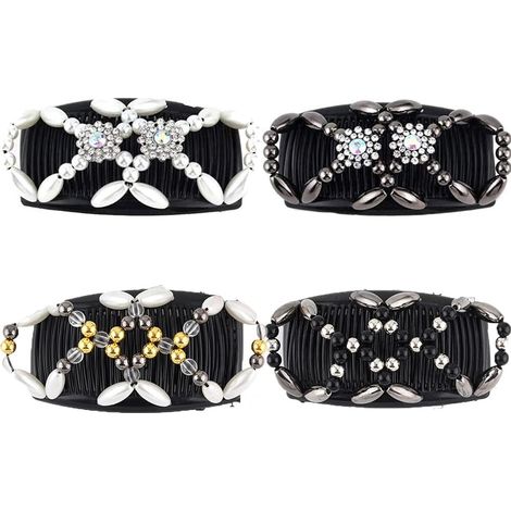elastische Haarspangen, Perlenhaarkämme, elegante und schöne dehnbare Perlenhaarspangen für Damen, Haaraccessoire für Mädchen (1/5)