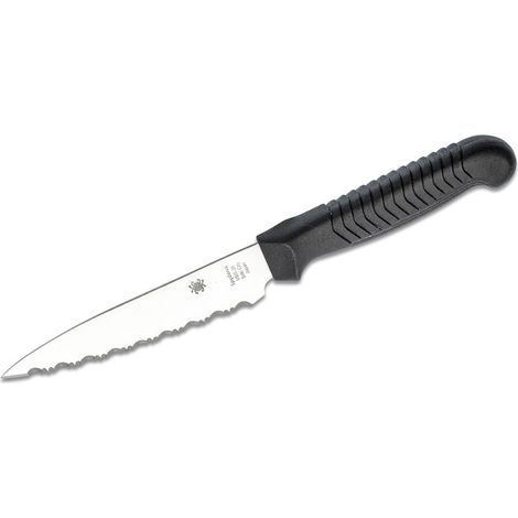 Spyderco STE-K05SBK Coltello multiuso de Cucina de lama seghettata SpyderEdge de acciaio MBS-26 de 11,4 cm de lungo con Manico de polipropilene de colore nero
