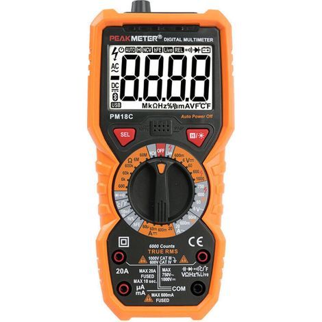 PM18C AC/DC Digitalmultimeter, automatischer digitaler elektrischer Tester, berührungsloses Voltmeter, Amperemeter, Ohmmeter, Spannungsdetektor, Hold-Funktion, mit hintergrundbeleuchtetem Display (1/5)