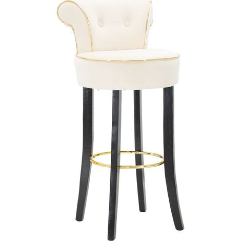 Sgabello bar imbottito con schienale in velluto Luxy con schienale - Bianco (1/5)