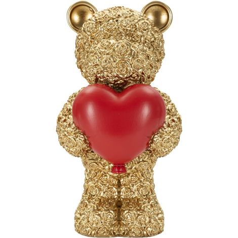 Scultura orsetto decorativo con cuore rosso (1/5)