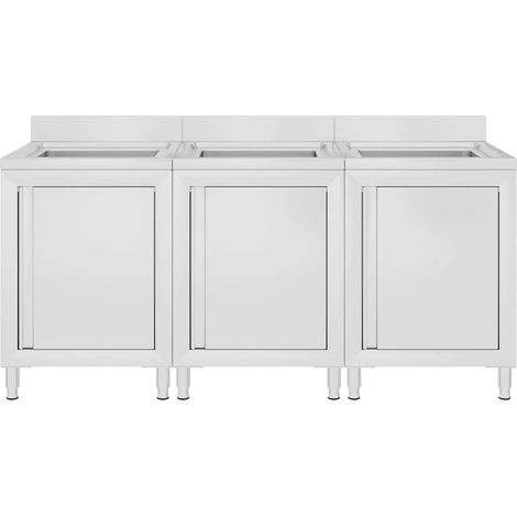 Maison Exclusive - Fregadero de cocina comercial 3 piezas de acer (1/5)