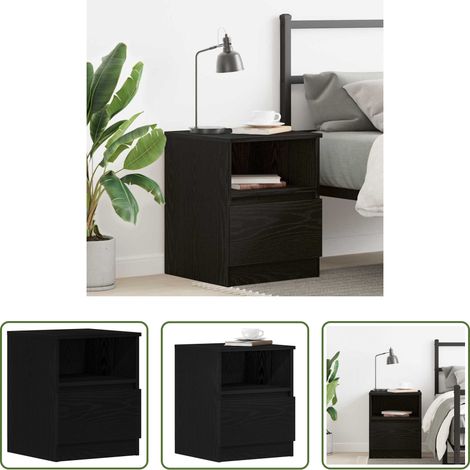 Rangement chambre - Cabinet de chevet Chêne noir 40 x 40 x 50 cm Bois d'ingénierie (1/5)