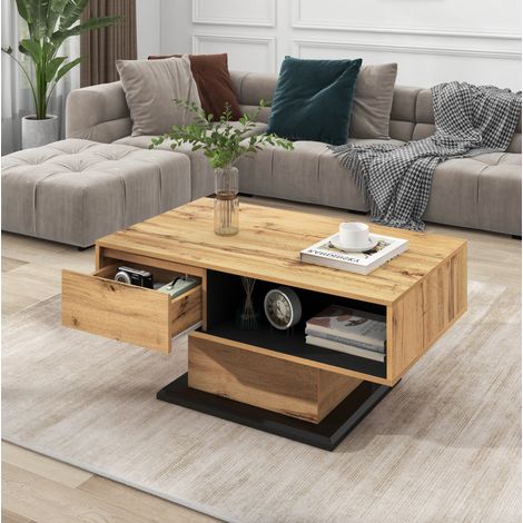 Mesa baja de madera con cajón y almacenamiento - para oficina, salón (1/5)