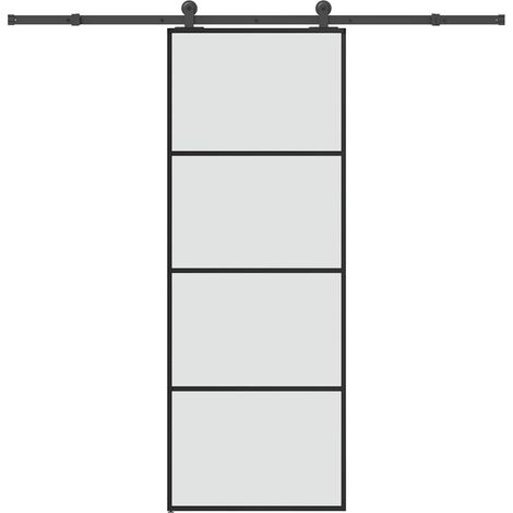 Schiebetür mit Beschlag 76x205 cm ESG-Glas & Aluminium