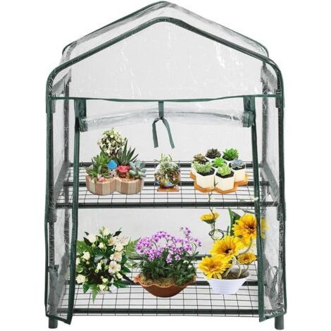 Mini serre et serre de balcon 2 niveaux – Couverture en PVC étanche et anti-ultraviolets – Isolation contre le froid et le vent (1/4)