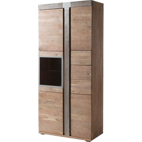 Vitrine en bois d'acacia marron laqué AMSTERDAM 108 (1/4)