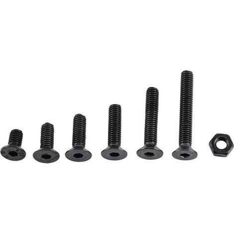 M3 Kit de 250pcs Assortiment Vis Boulon Douille Hexagonale Tête Fraisée Plate/Bombée/Cylindrique Six Pans Creux en Acier d'Alliage avec Ecrous, M3 x 6/8/10/12/16/20mm (C: Tête Plate) (1/4)