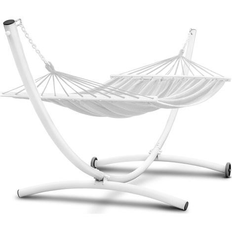Telaio di supporto con ruote, portata 300 kg, colore bianco, taglia XXL, per amaca da giardino, in metallo massiccio.