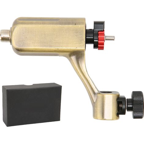 Machine à tatouer Aolang, moteur rotatif à excentrique réglable manuellement, en alliage de zinc électroplaqué, couleur bronze, avec interface RCA. (1/5)