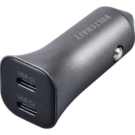VOLTCRAFT CPS-40W/ 2 VC-RA401 Caricatore USB 40 W 2x USB-C ® Consegna di potenza 3.0 Argento/Nero Automobile