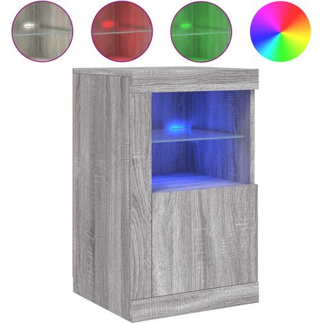 Armoire latérale et lumières LED sonoma gris bois d'ingénierie (1/5)