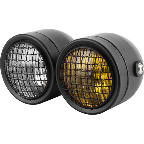 Phare rétro de 8,2 pouces, double optique ronde, lumière jaune et blanche, type universel, convient aux motos. (1/5)