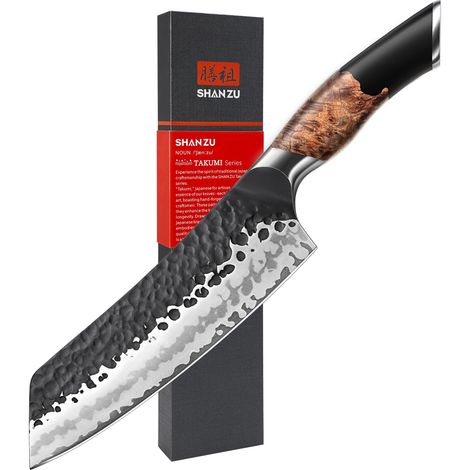 Couteau Santoku Japonais Forgé à la Main, Couteau de Cuisine 18 cm (1/5)