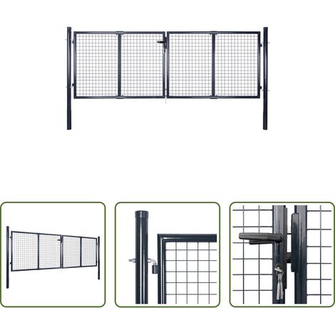 vidaXL Verzinkter Stahl -  Maschen-Gartentor verzinkter Stahl 300 x 75 cm Grau (1/5)