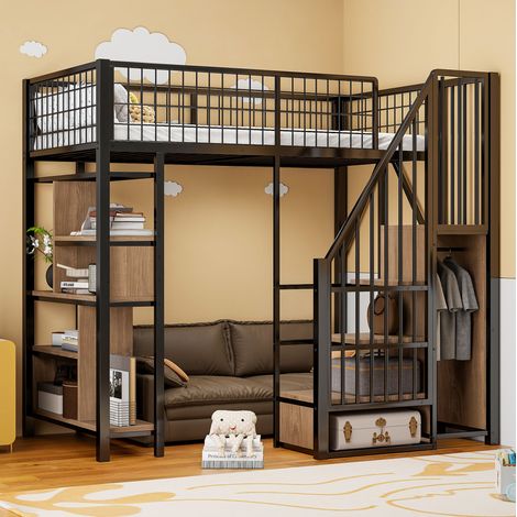 Letto a soppalco con contenitore metallo 90x200 OKMYHOME (1/5)