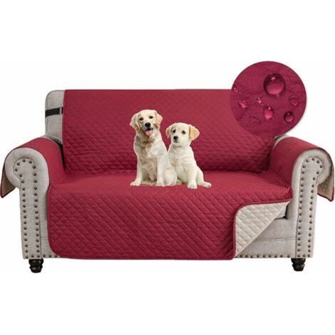 Waterproof 2-seater sofa cover – Non-slip and washable – Protection against hair and scratches – Burgundy color (1/5)