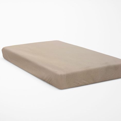 Sábana bajera ajustable de lujo de un solo color - beige 180x200 Con banda ajustable (1/4)