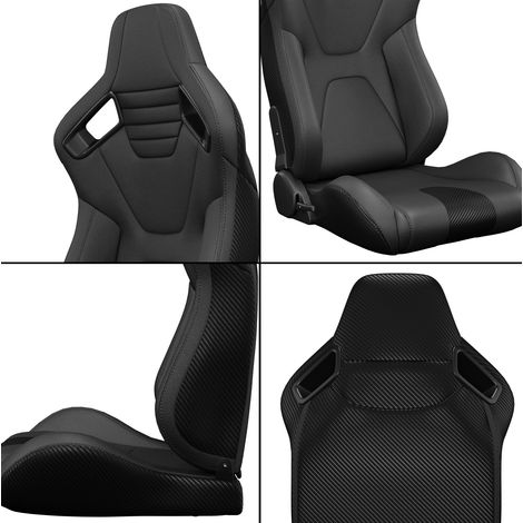 Sièges baquets de course universels 55x56x85 cm en PVC noir, modulables pour voiture FLORAGRACE (1/5)